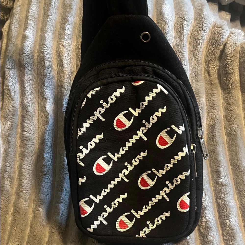 Champion Black and White Logo Belt Bag
